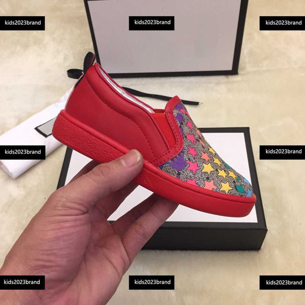 

kids casual shoe child sneakers baby shoes spring new arrival gradient star print boutique shoe box children's size 23-35, Black;red