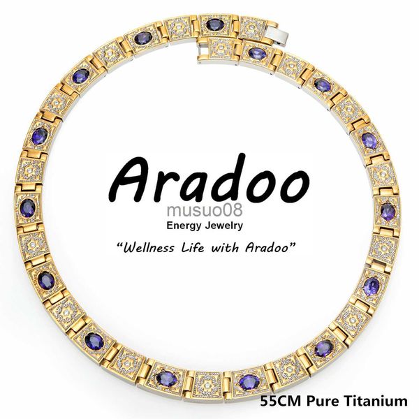 

pendant necklaces titanium gold-plated health necklace collar tourmaline anti-radiation anion fat burning germanium energy necklace j230819, Silver