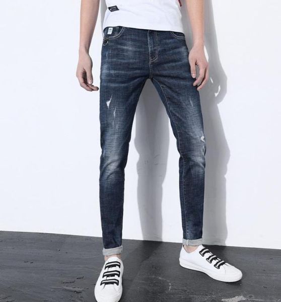 

2020 new spring fashion brand mens jeans casual cotton washed scratched slim denim trousers pants blue jeans for men 28367645653