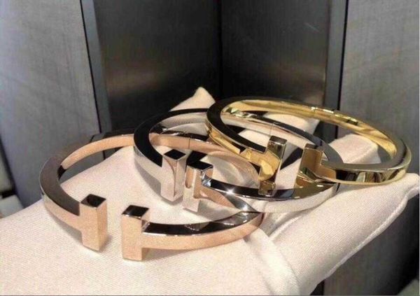 

luxury steel double open bracelets spring love bracelet for women brand letter bangle4813204, Black