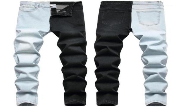 

men039s jeans 2022 fashion stitching twotone elastic01231792588, Blue