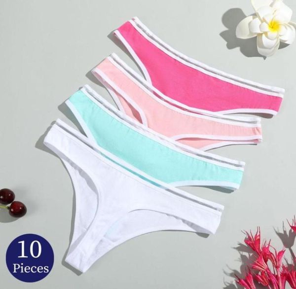 

women039s panties giczi 10pcsset women39s cotton underwear female thongs lingerie gstrings sports underpants breathab3872016, Black;pink