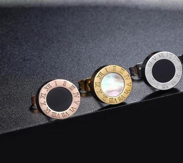 

vip link women earrings luxury designer jewelry mens stud earrings roman numeral shell earring stainless steel gift box6731797, Golden;silver