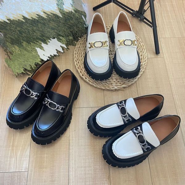 

2023 designer dress shoes women interlocking g lug sole platform loafers black white womens loafer dress shoe leather thick bottom luxury ou