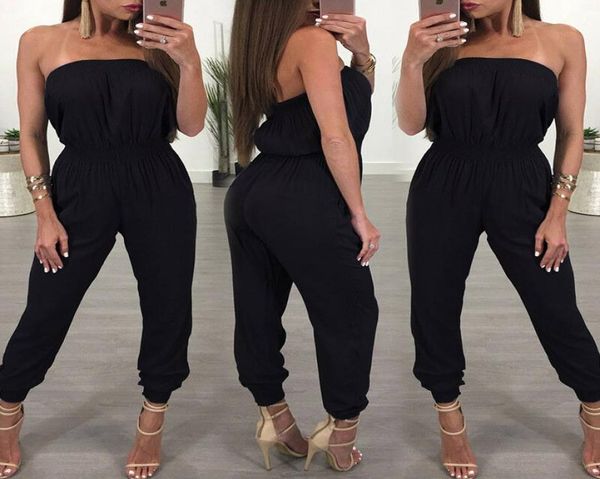 

womens bandage evening party playsuit ladies romper long jumpsuit rompers women jumpsuit shorts one shoulder overalls for woman3417911, Black;white