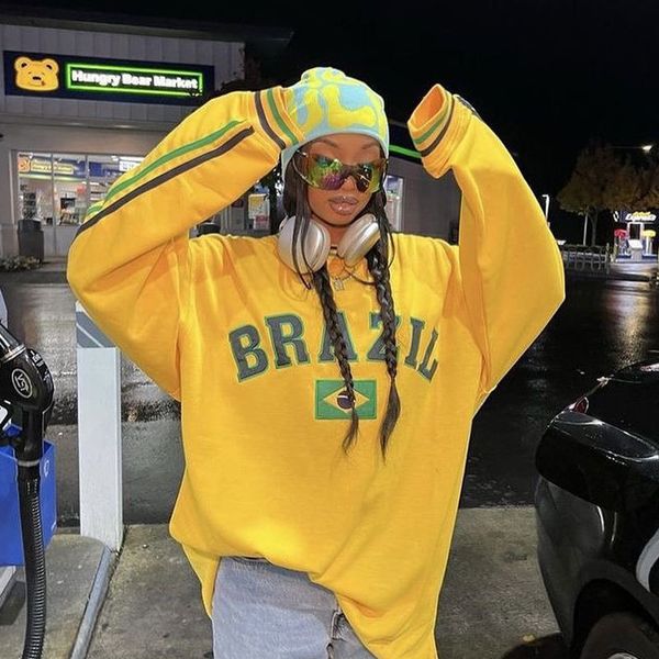

women s hoodies yellow flag brazil letter print hoodie women y2k high street loose sweatshirt oversized pullover fashion harajuku jacket clo, Black