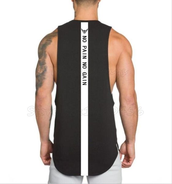 

brand no pain no gain clothing bodybuilding stringer gym tank men fitness singlet cotton sleeveless shirt muscle vest y2005093221021, White;black