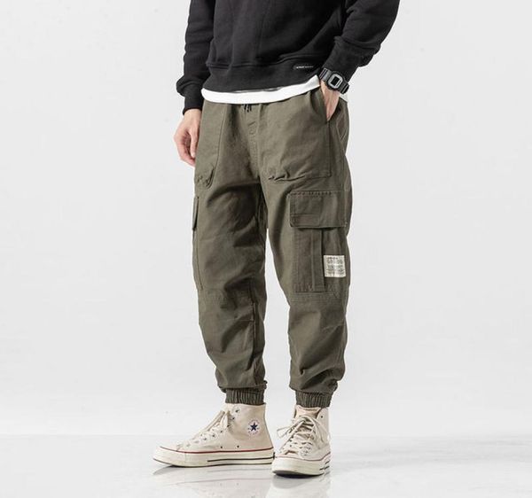 

cargo pants men streetwear hip hop mens joggers casual harem ankle length trousers elastic waist black army green4710990