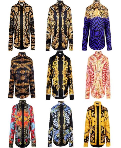 

new men039s shirts 3d shirt long sleeve blouse gold baroque blue stripe button shirt blue floral tiger pint shirt9407418, White;black