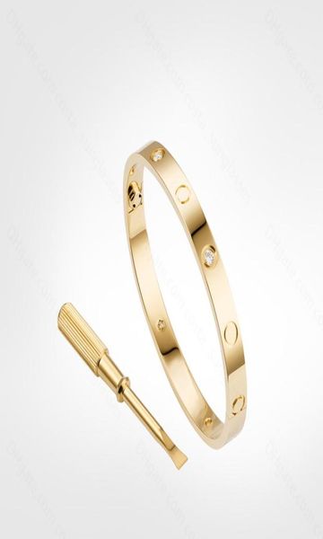 

love screw bracelet 50 mens bracelets 4 diamonds designer bangle luxury jewelry women titanium steel alloy goldplated craft gold8684186, Black