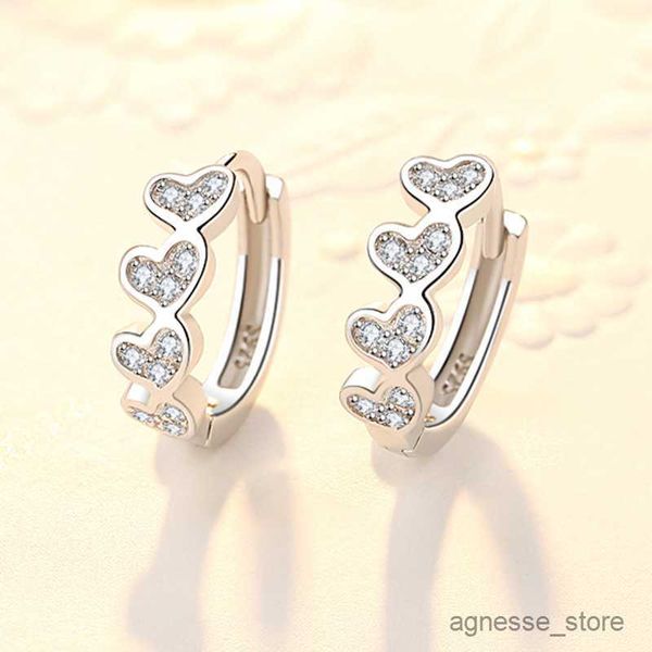 

charm 925 sterling silver crystal heart charm stud earrings for women girl elegant jewelry prevent wedding gift r230819, Golden