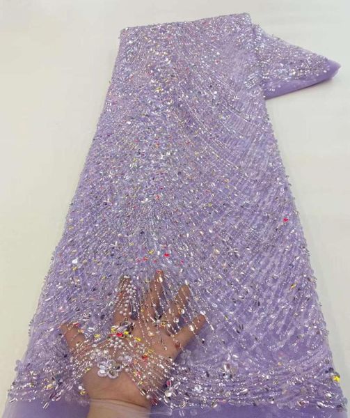 

purple wedding lace fabric 2022 embroidery french tulle laces nigeria laces fabrics with sequins and beads for dress6789424, Black;white