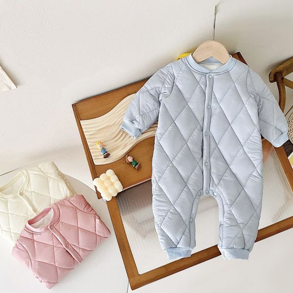 

rompers baby boys girls clothes thickened plush jumpsuit autumn winter keep warm overall born romper suit 230818, Blue
