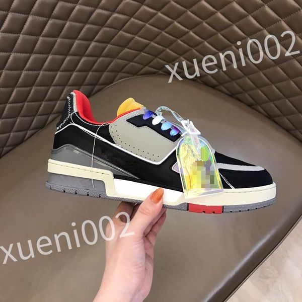 

2023 luxury designer casual shoes genuine leather classic plaid sneakers stripe shoes fashion sneakerscolor stripe sneakers size39-44 rd1012, Black