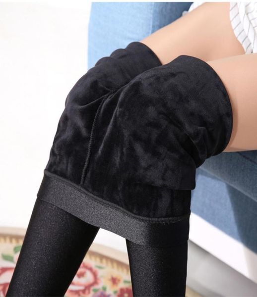 

winter women leggings thick warm pants high waist slimming thicken elastic women039s velvet pants 2012033995292, Black