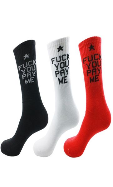 

new harajuku tide brand long socks men for you pay me letter word menwomen cotton street skateboard socks 9204311, Black