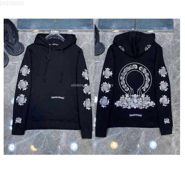 

2cyp men's hoodies sweatshirts mens chrome winter heart hoodie ch long sleeve loose coat hooded hoody men woman hip hop chromees hearts, Black