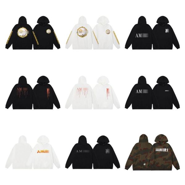 

designer mens tracksuit high edition 2023 autumn and winter luxury new letter print diamond mens loose loop hoodie hoodie, Black