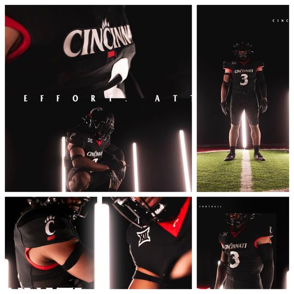

2023 cincinnati bearcats 1 young 18 trevor carter 11 jayden davis 56 deondre buford 4 malik vann 2 dee wiggins 14 barry jackson jr. 10 bryon, Black