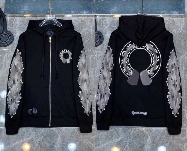 

ae8e men's women's hoodies sweatshirts designer chrome winter heart hoodie ch long sleeve jacket loose coat hooded hoody woman chr, Black