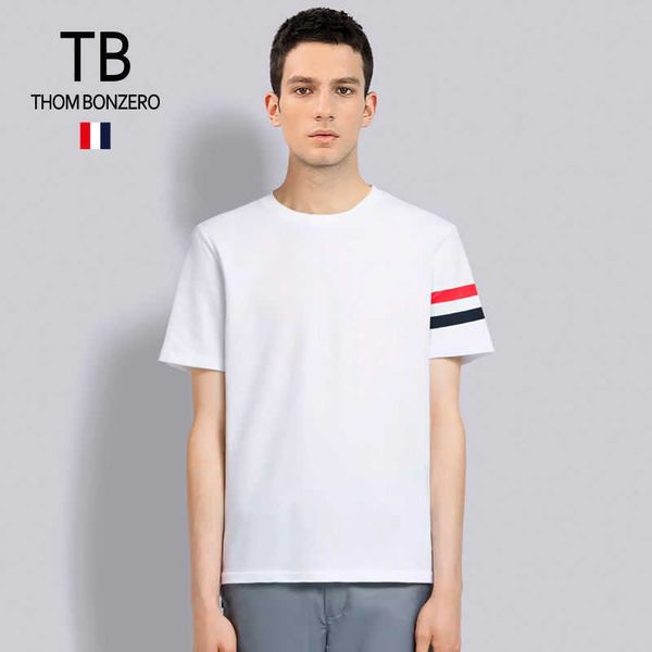 

official white blue t-shirt short sleeved men's trendy american summer half base shirt paired with a underneath, Black;brown