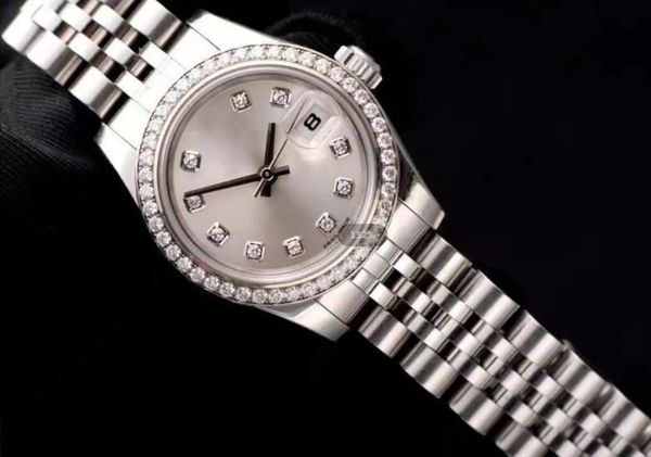 

zp super factory high end made luxury ladies watch diamond set 26mm 179384-0019 date sapphire crystal ladies solid bottom triple waterproof, Slivery;brown