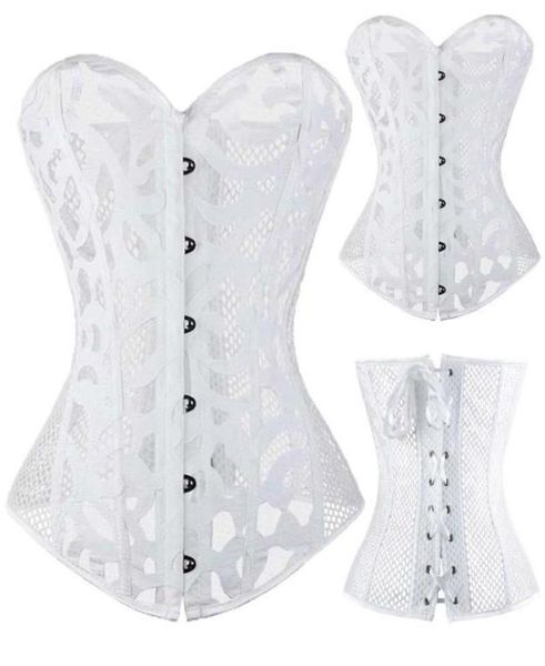 

wholewomen corsets and bustiers overbust 10 steel boned hollow out white black corset summer lingerie shapewear cors4331535, Black;white