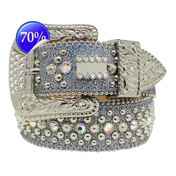 

1fashion belts for women designer mens bb simon rhinestone belt with bling rhinestones as giftl, Blue;gray