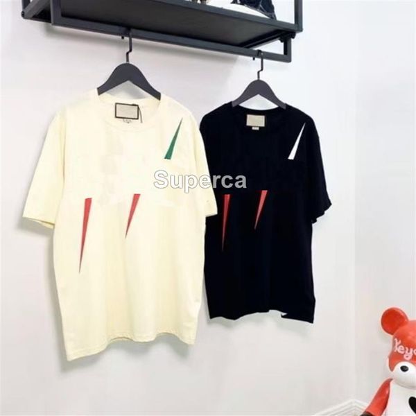 

summer mens designer tees 100% cottom t shirts casual couples short sleeves tee comfortable men women letter lightning prints t-sh296c, White;black