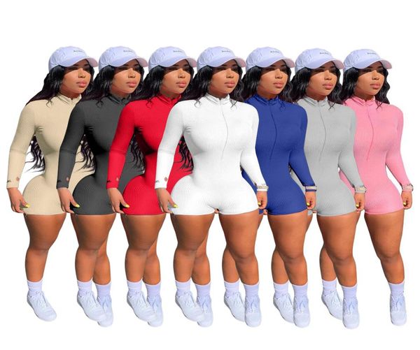 

summer women solid bodysuit sexyclub 2x plain jumpsuits fashion long sleeve onesies rompers slim one piece pants dhl 53432348258, Black;white