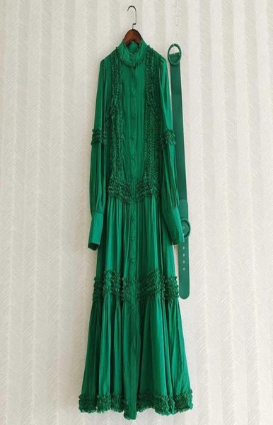 

casual dresses 2021 spring designer women039s standard collar elegant long sleeves dress ruffles belt maxi a0736399367, Black;gray