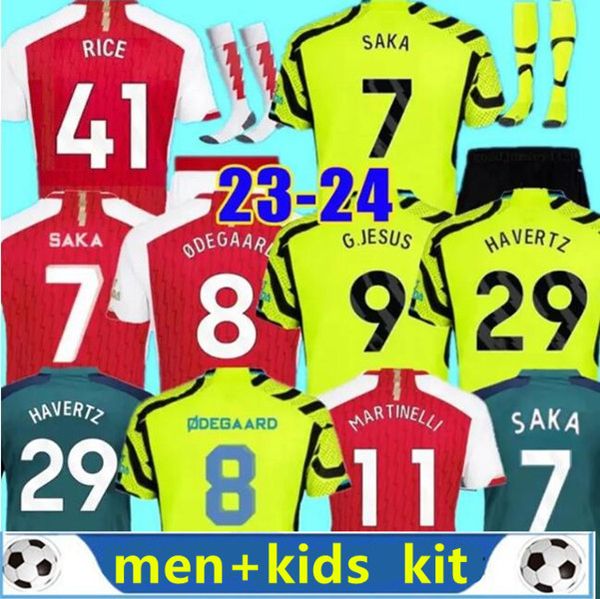 

new 23 24 saka arsen soccer jerseys smith rowe g.jesus saliba fans player version odegaard martinelli 23 24 nketiah football kits shirt men, Black;yellow
