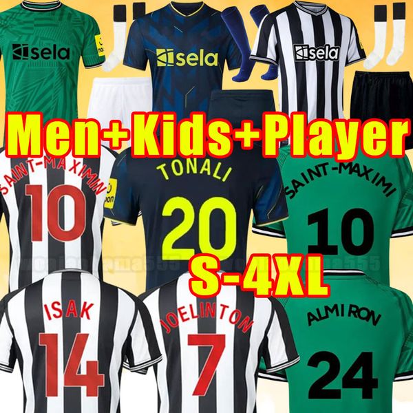 

23 24 new castles soccer jerseys nufc 2023 2024 bruno g. wilson saint maximin isak uniteds football shirt home away third fans player versio, Black;yellow
