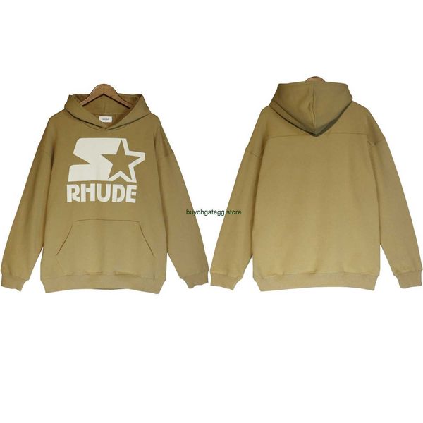 

a98n men's hoodies sweatshirts rhude contrast color casual versatile loose fashion hooded pullover sweater, Black