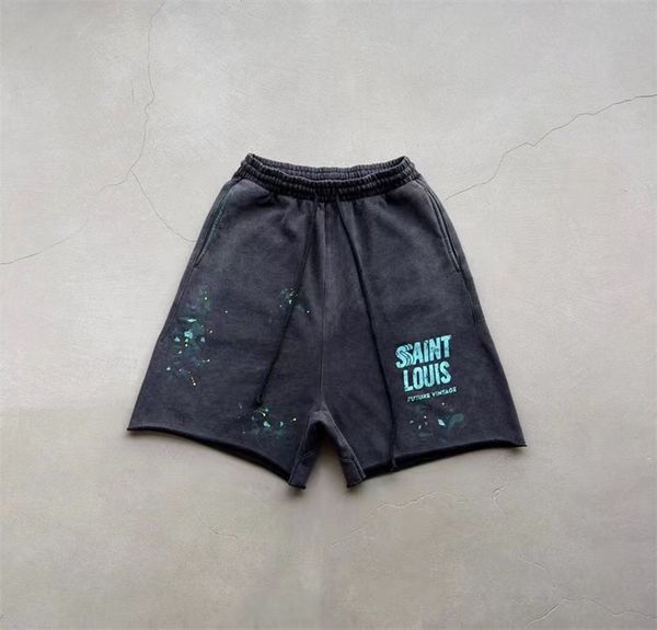 

shorts men women 2023ss graffiti drawstring oversized nice washed shorts