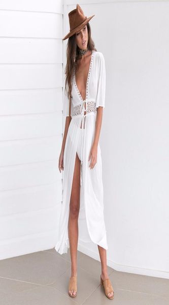 

white solid maxi kimono woman039s fashion summer 2017 half sleeve belted long beach kimono summer kimonos beachwear 29208987