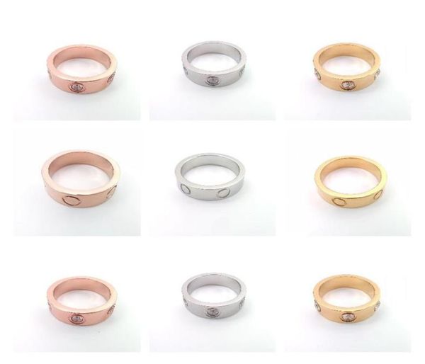 

love ring mens rings designer ring jewelry for women titanium steel width 4 5 6mm never fade not allergic band3443696, Silver