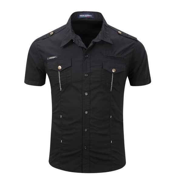 

plus size shirts fashion brand mens cotton shirt short sleeve camisa masculina men's clothing casual thin dress shirts292f, White;black