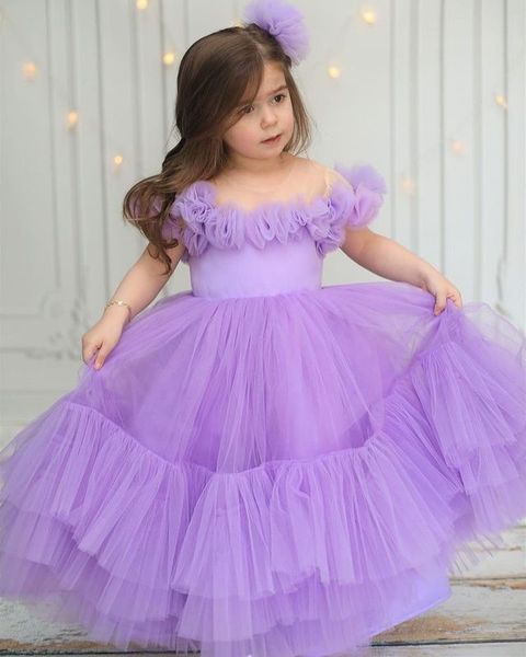 

2023 lavender sheer neck flower girl dresses a-line tulle tiers satin vintage lit tle girl peageant dress gowns zj407, White;blue