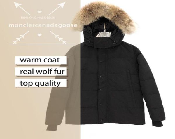 

winter jackets men down coats homme doudoune outerwear big real wolf fur hooded fourrure man039s windproof jacket man parka7566379, Black