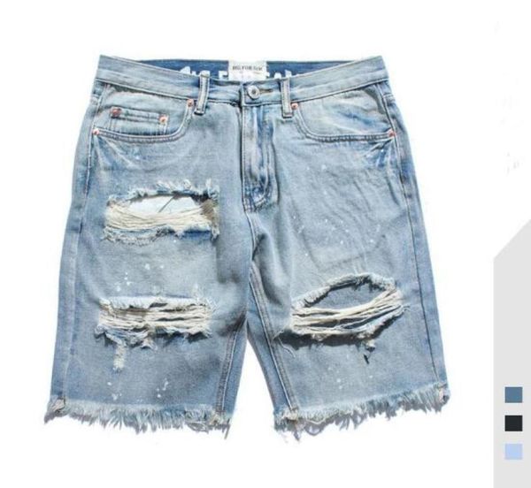 

mens jeans summer new high street distrressed washed solid color male denim shorts hole jeans asian size s2xl3469217, Blue