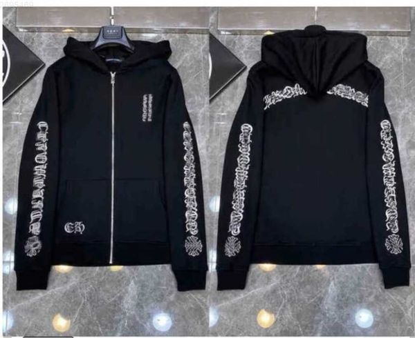 

qaa6 men's hoodies sweatshirts designer mens chrome winter heart hoodie ch long sleeve jackets loose coat hooded hoody woman hip hop ch, Black