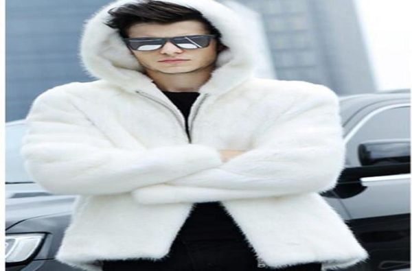

men autumn winter korean fashion new style of european and american boutique personality handsome trend hat white fur coat s4xl5694404, Black