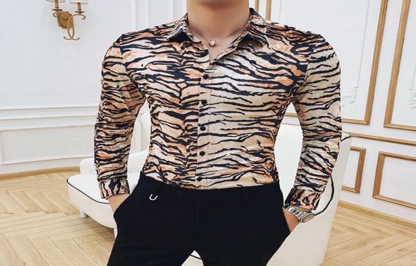 

men039s dress shirts animal print leopard long sleeve slim fit shirt men social keep warm personality shirts9381840, White;black
