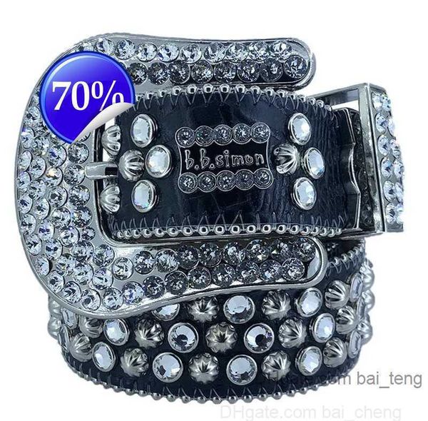 

1fashion 2023 belts for women mens designer bb simon belt shiny rhinestones multicolor b1l, Blue;gray