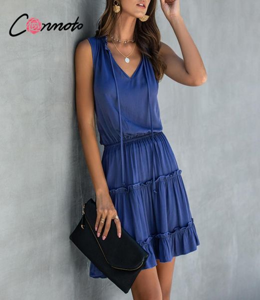 

conmoto ruffles short spaghetti strap sleeveless women ruffles plus size ladies dress casual high fashion solid dresses vestidos2672290, Black;gray