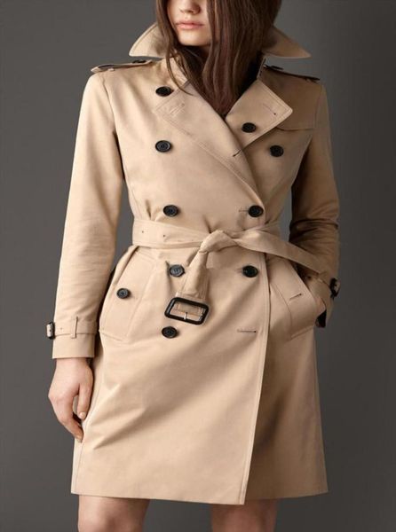 

spring autumn casual trench coat for women plus size long double breasted slim windbreaker outerwear elegant overcoats6517996, Tan;black