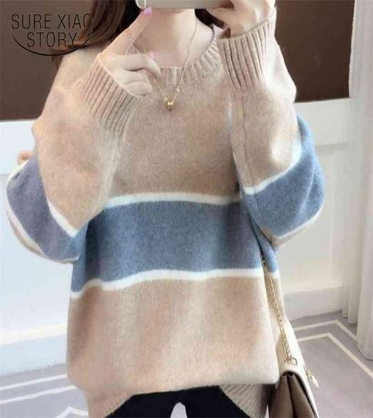 

plus size sweater women039s autumn and winter fashion koreanstyle loose collegestyle allmatch 11623 2105196701762, White