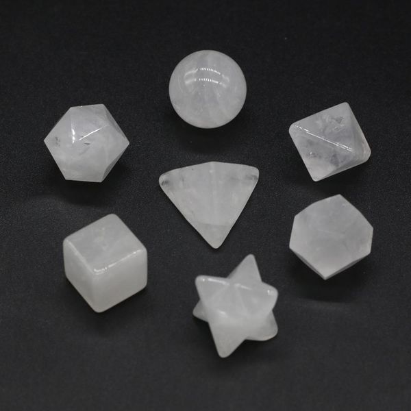 

crystal 7pcs natural stone white jades platonic solids cube dodecahedron crystal for trendy energy home decoration stone