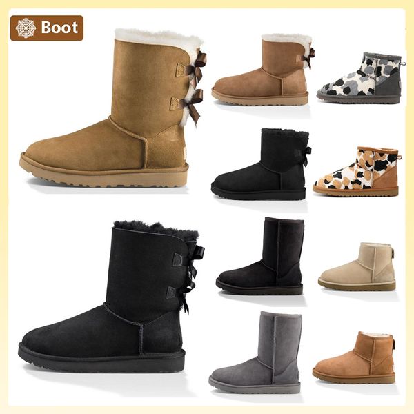 

2023 autumn winter designer warm snow boots womens half ankle full fur fluffy furry satin usa ugglies wgg australia 35-41, Black